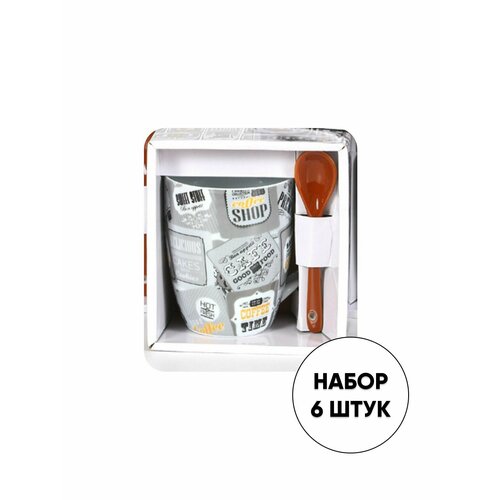 CERATECH Кружка фарфоровая, 340МЛ, кофе С ложкой , 6шт