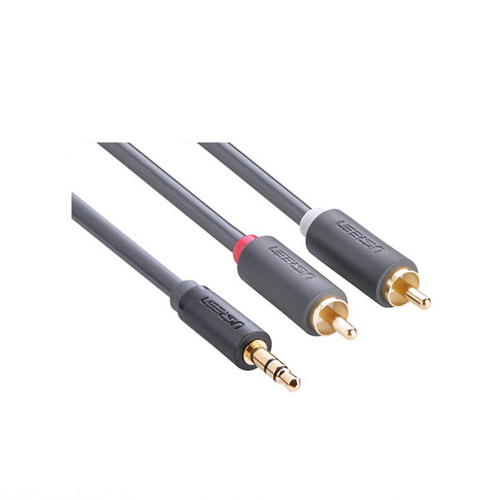 Аудиокабель UGREEN AV102 (10510) 3.5mm Male to 2 RCA Male Audio Cable. Длина: 2м. Цвет: серый аудиокабель ugreen av102 10772 3 5mm male to 2rca male audio cable длина 1м цвет серый