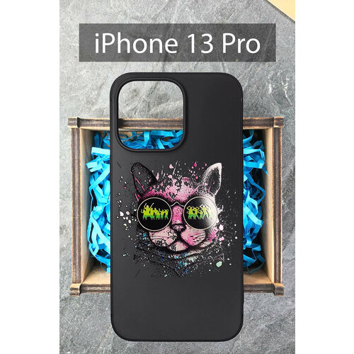 Силиконовый чехол Кот диско для iPhone 13 Pro / Айфон 13 Про