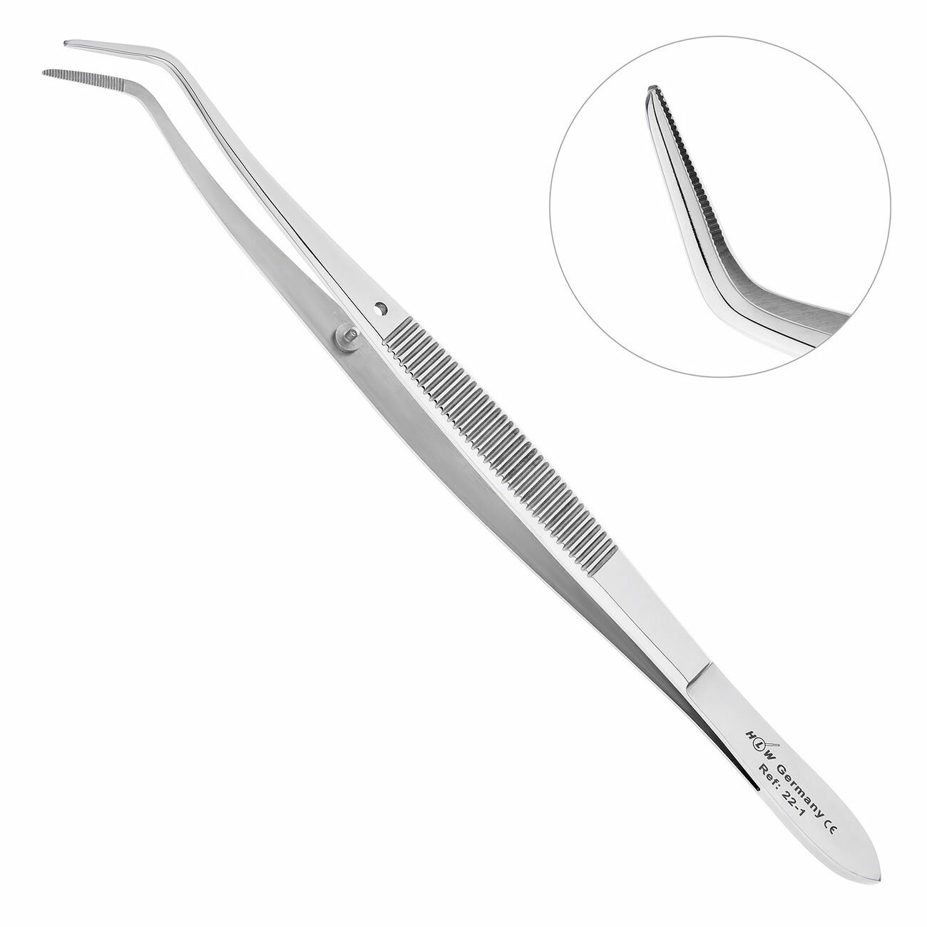 Пинцет стоматологический изогнутый Meriam, HLW Dental Instruments