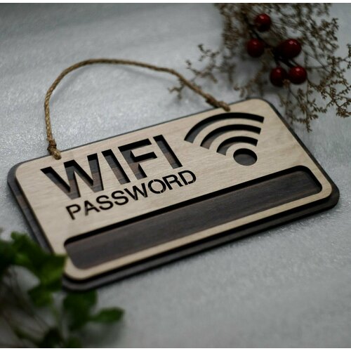 Табличка, символ указатель Вай Фай / Wi Fi с логином и паролем для офиса, заведения