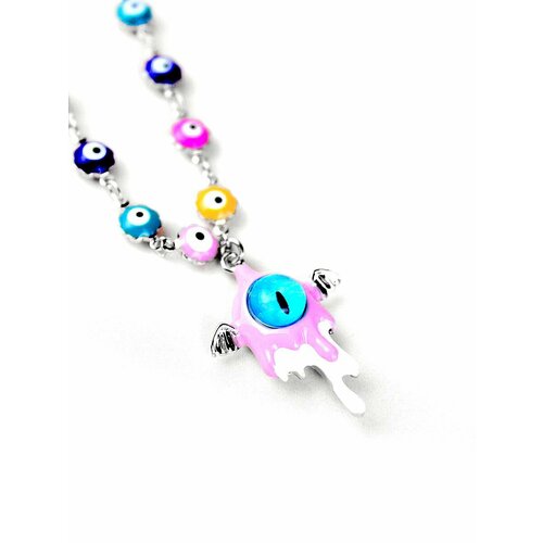 Колье, розовый/белый