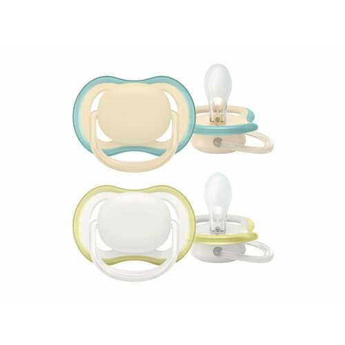 Пустышка силиконовая Philips Avent ultra air с футляром, 0–6 мес, 2 шт.