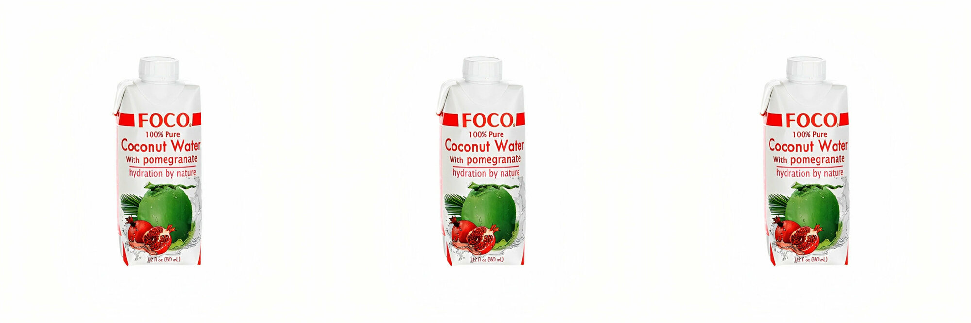 FOCO Кокосовая вода 100% с соком граната,330 мл, 3 шт
