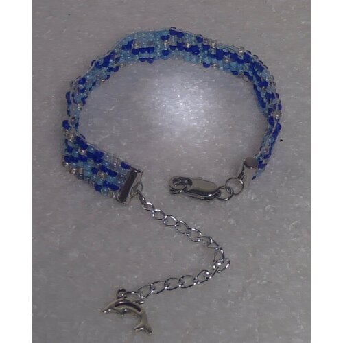 фото Плетеный браслет браслет, 1 шт., размер 17 см, размер one size, голубой fsb1