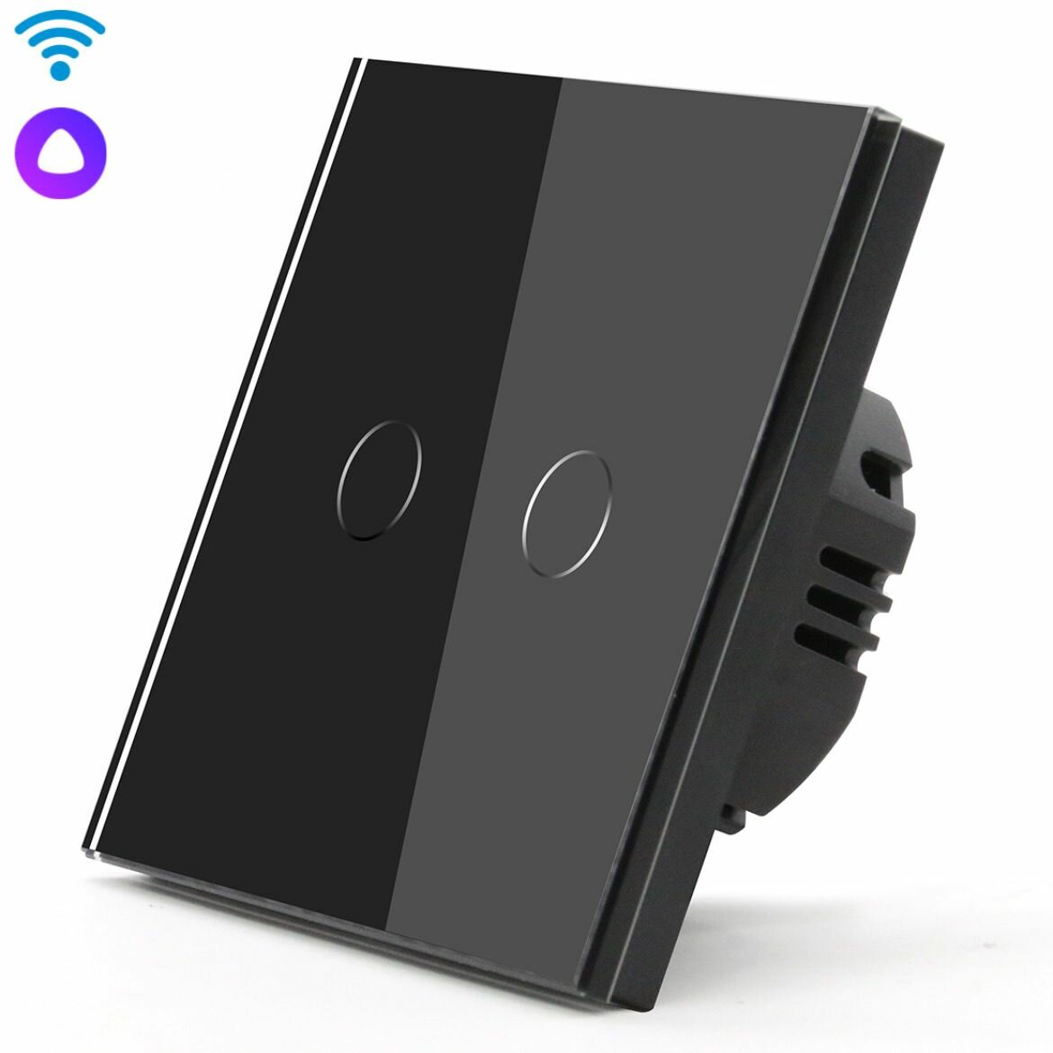 Cенсорный Wi-Fi выключатель/переключатель с Алисой, 2 клавиши 1 пост, (2G) стекло 86х86мм, цвет черный