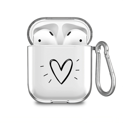 Силиконовый прозрачный чехол для AirPods 2 с принтом сердечко, лучи счастья