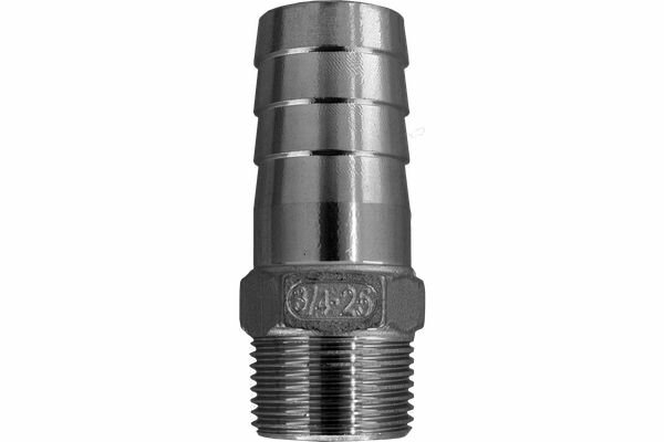 Штуцер елочка нержавеющий, AISI304 DN20 x 25mm (3/4" x 25mm), (CF8), PN16