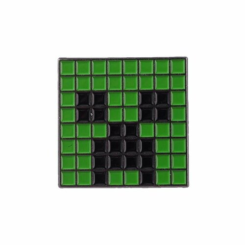 Значок металлический Крипер из игры Майнкрафт на сумку, рюкзак (Creeper), зеленый