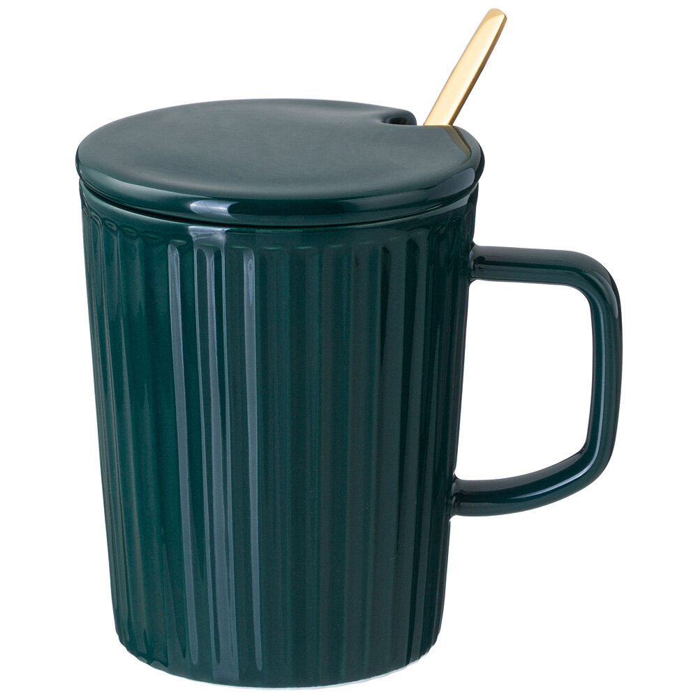 фото Кружка herbal с крышкой и металл. ложкой 350 мл серая Lefard (195327)