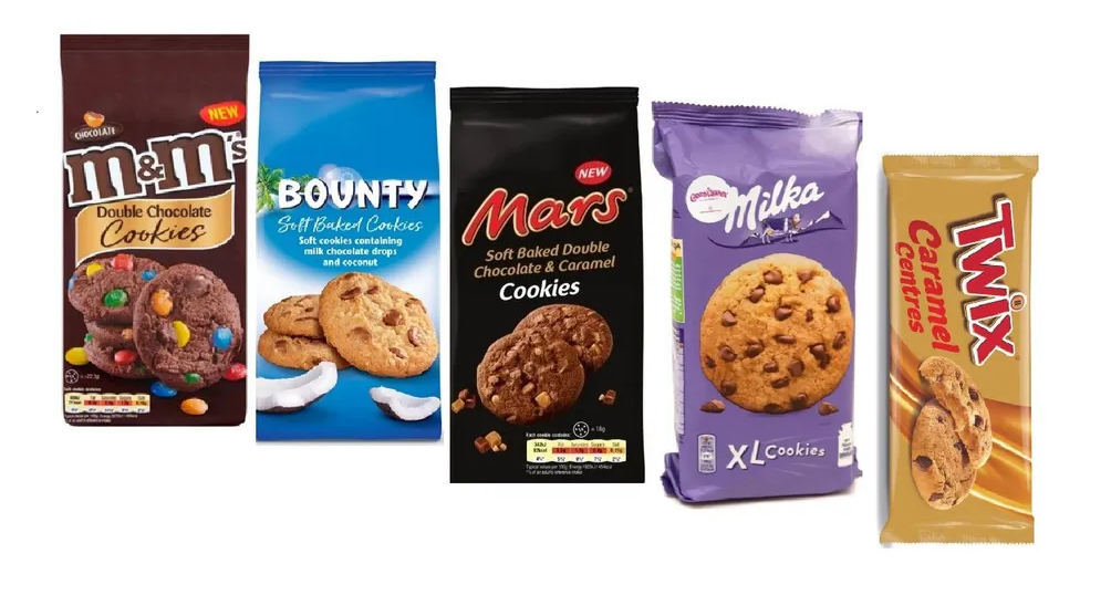 Набор печенья Bounty, Twix Caramel Centres, Milka, Mars и M&M's Cookies (5 уп).