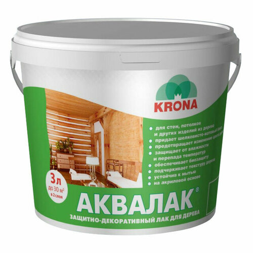 Лак акриловый аквалак 3л белый арт66364401 4128₽