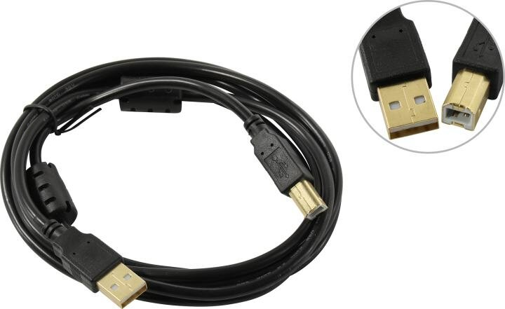 Кабель USB 2.0 Exegate EX-CCF-USB2-AMBM-2.0 (Am/Bm, 2,0м, 2 фильтра) (EX294747RUS)