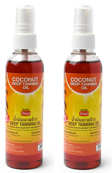 Средство для глубокого загара Banna Coconut Deep Tanning Oil, на основе кокосового масла, 120 мл, 2 шт.