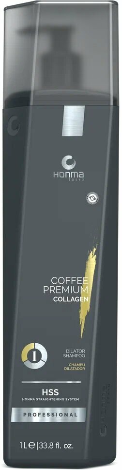 Кератиновое выпрямление шампунь для волос подготавливающий профессиональный 1 ШАГ Honma Tokyo Coffee Premium Collagen Dilator Shampoo 1л
