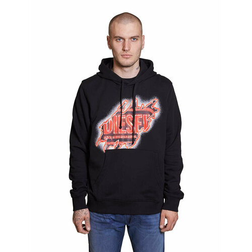 Худи DIESEL S-GINN-HOOD-E8, размер XL, черный худи diesel s ginn welt hood размер xl черный