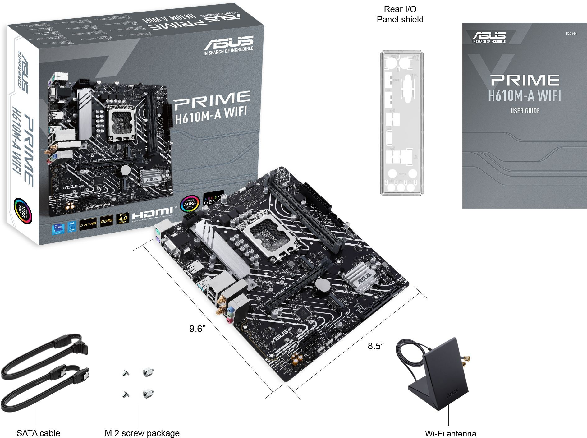 Материнская плата mATX ASUS (LGA1700, H610, 2*DDR5 (5600), 4*SATA 6G, 2*M.2, 2*PCIE, Glan, WiFi, BT, HDMI, VGA, DP, 2*USB 3.2, 4*US - фото №9
