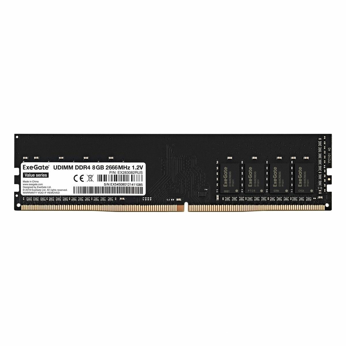Память DDR4 8Gb EXEGATE Value PC21300/2666MHz, CL19, 1.2v, EX283082RUS, OEM