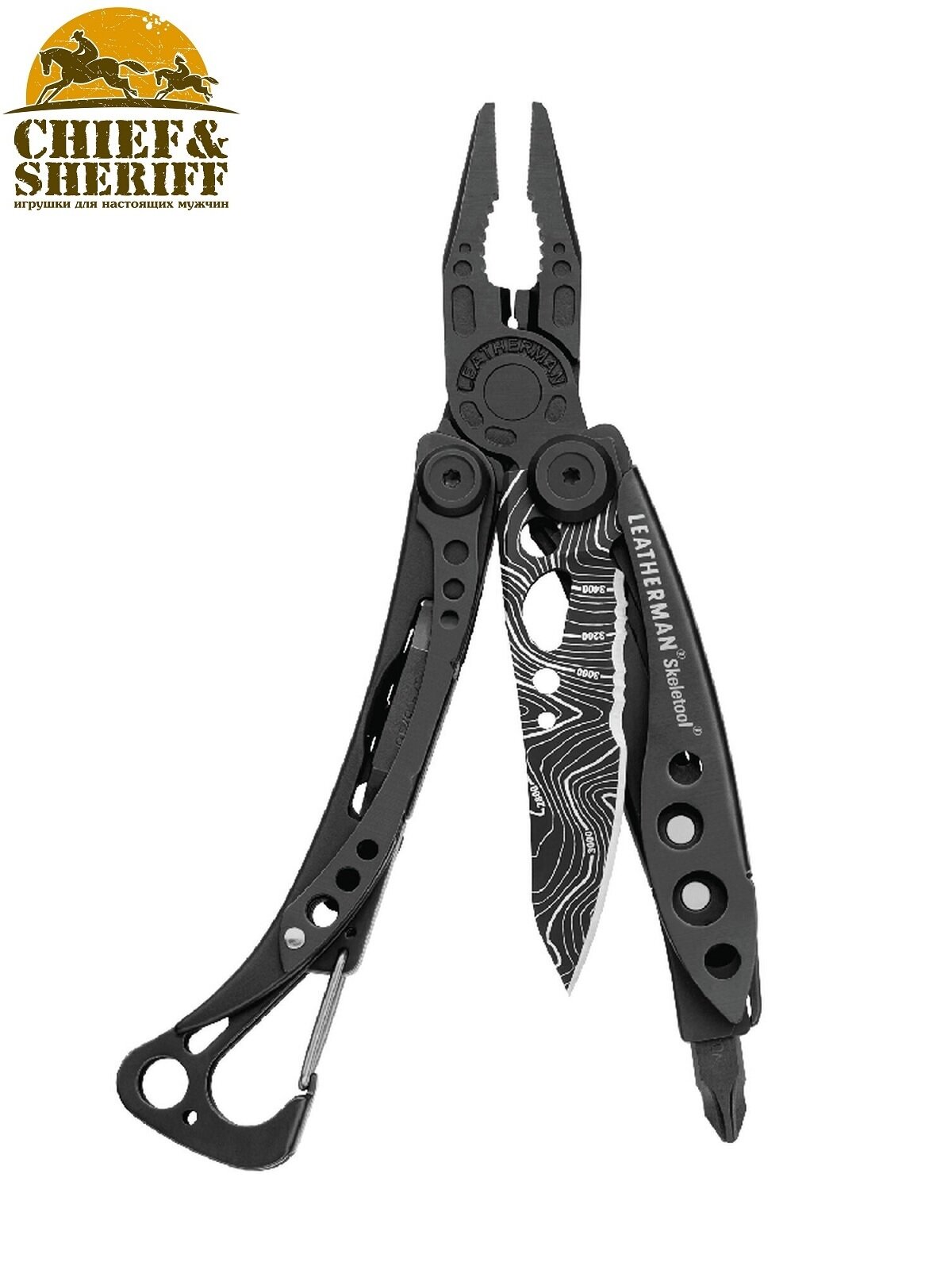 Мультитул Leatherman Skeletool, 105 мм 7 функций, black topo, картонная коробка, 832755