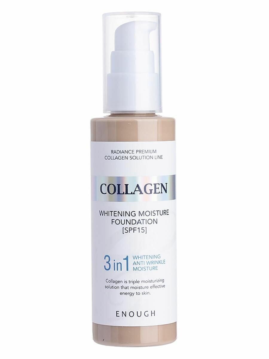 Основа тональная с коллагеном 3 в 1 Collagen Foundation #21, 100 мл, ENOUGH