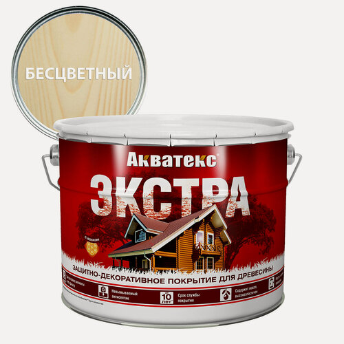 Изображение товара Защитно-декоративное покрытие для дерева акватекс экстра алкидное, полуглянцевое, бесцветный 9л