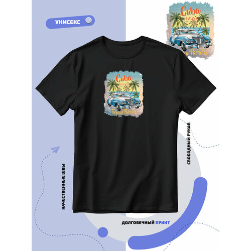 фото Футболка ретро автомобиль и пальмы cuba havana, размер 4xs, черный smail-p