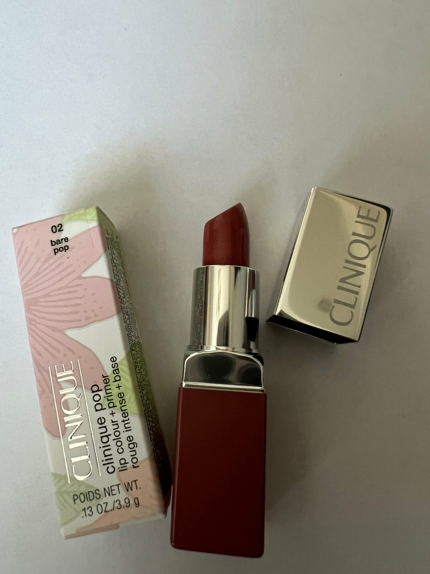 Clinique помада для губ Pop Lip Colour + Primer, оттенок 02 bare pop