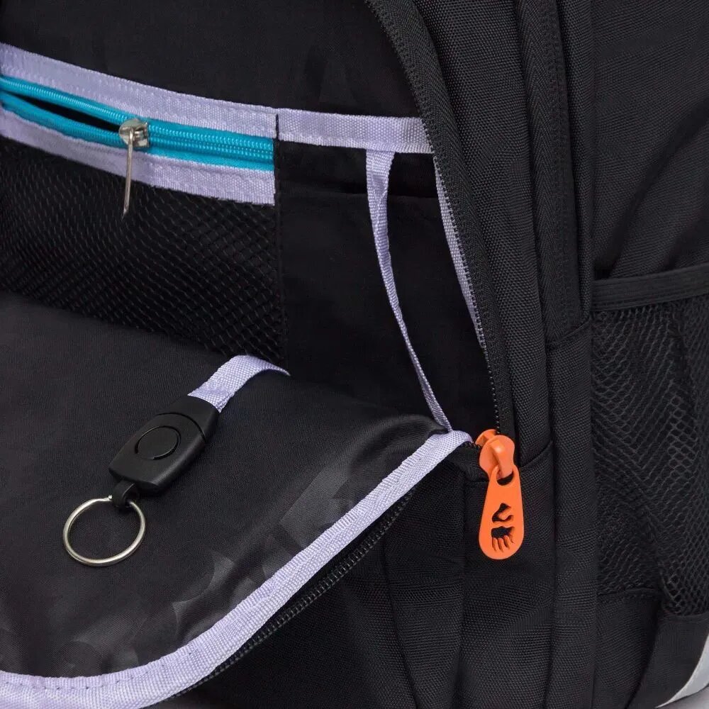 Рюкзак школьный GRIZZLY с карманом для ноутбука 13", анатомической спинкой, для девочки в первый класс RG-461-3/1 черный.