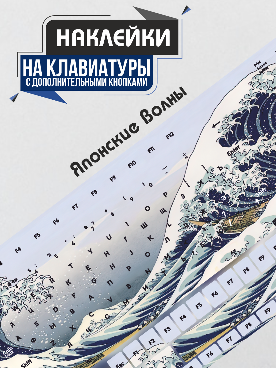 Наклейки на клавиатуру Японские волны Картина