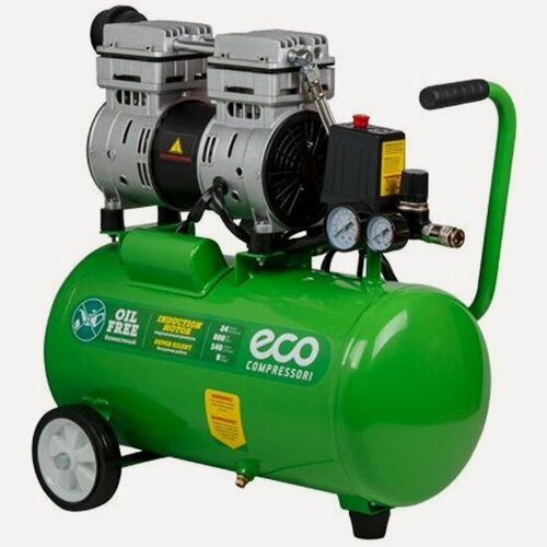Изображение товара Компрессор Eco AE-25-OF1 (140 л/мин, 8 атм, коаксиальный, безмасляный, ресив. 24 л, 220 В, 0,8 кВт)