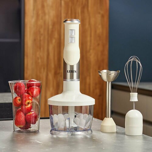 LEBEN Блендер электрический 500Вт чоппер венчик мерный стакан софт-тач цвет белый 275900₽