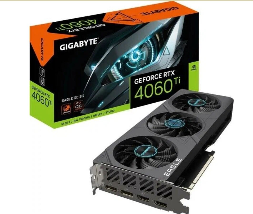 Видеокарта GIGABYTE GeForce RTX 4060 Ti EAGLE OC 8G (GV-N406TEAGLE OC-8GD), Retail
