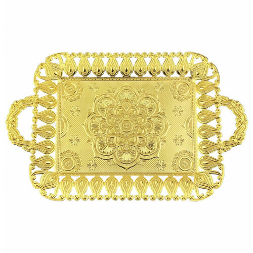 Поднос 50 х 33 см прямоугольный с ручками золотой Ismi 