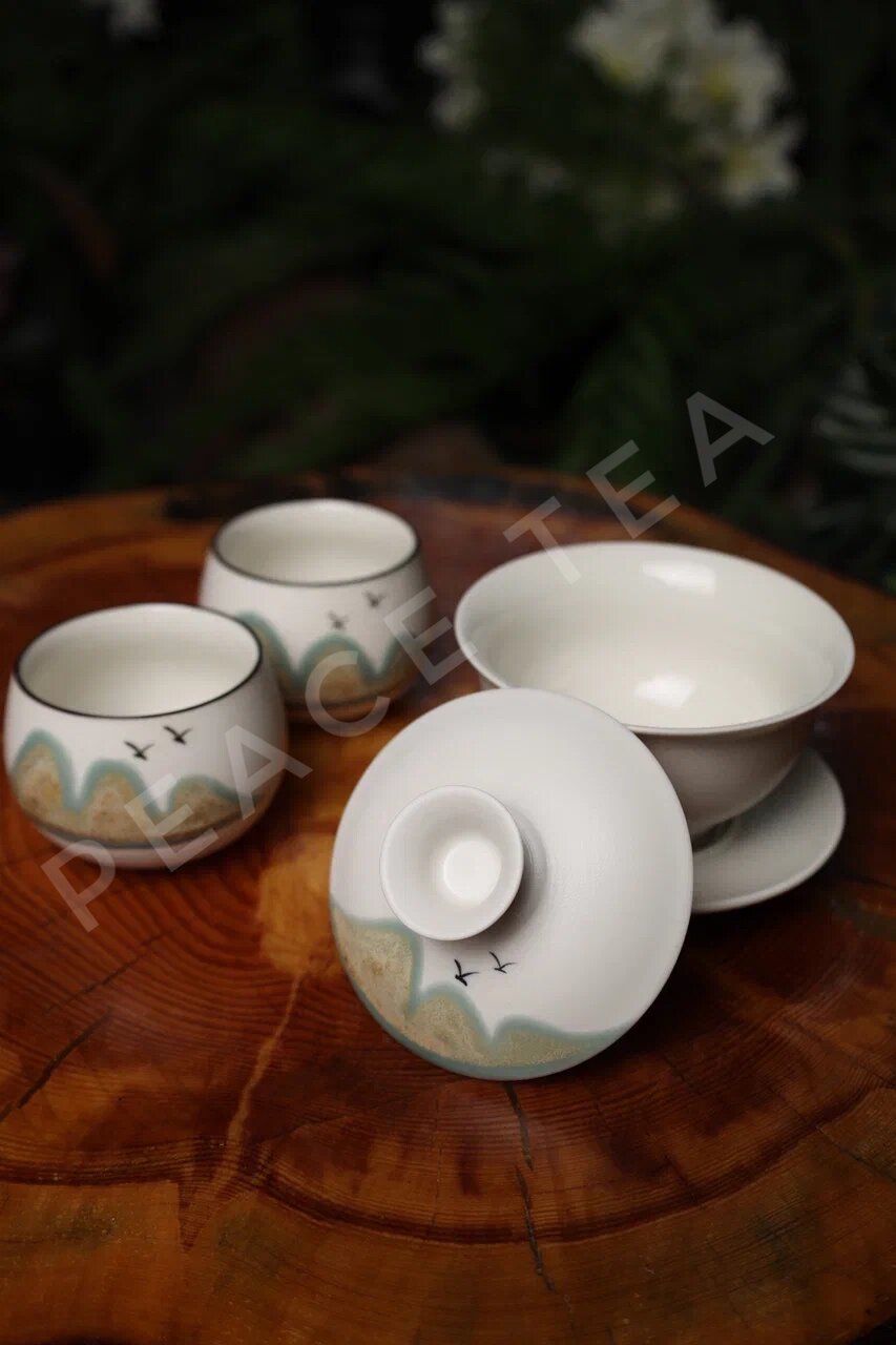 Набор для чайной церемонии Peace Tea Белый Горы, керамика на 2 персоны — фото 1
