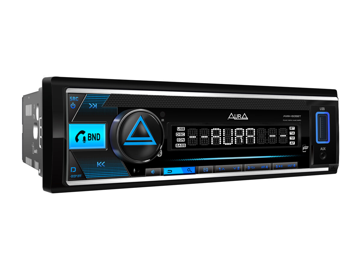 Автомагнитола Aura AMH-605BT (Bluetooth, 3xRCA, 4x51Вт, APP, USB, FLAC, RGB, D-SWC)