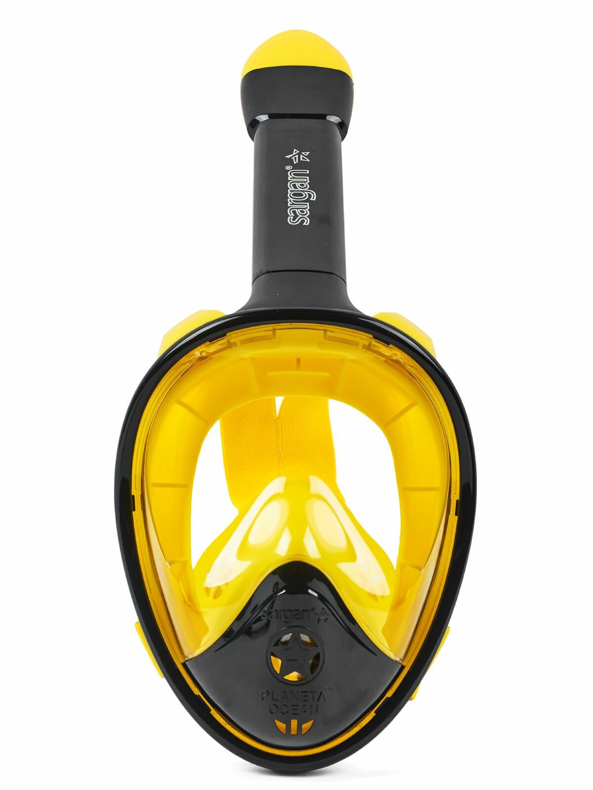 Полнолицевая маска для подводного плавания с трубкой SARGAN PLANETA OCEAN размер L-XL черный/желтый