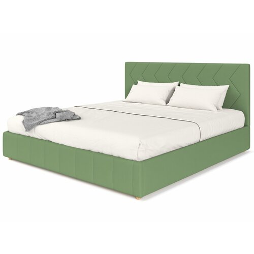 Двуспальная кровать Soft Element Кэрри 140х200 Green с мягким изголовьем с подъемным механизмом с ящиками велюр на ножках 41719₽
