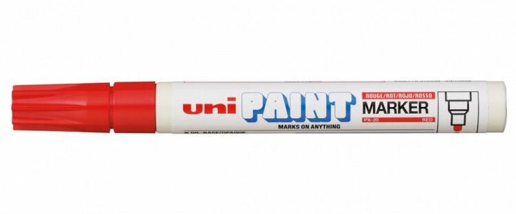 Промышленный масляный маркер-краска Uni PAINT PX-20 по всем поверхностям, 2.2-2.8 мм Красный,