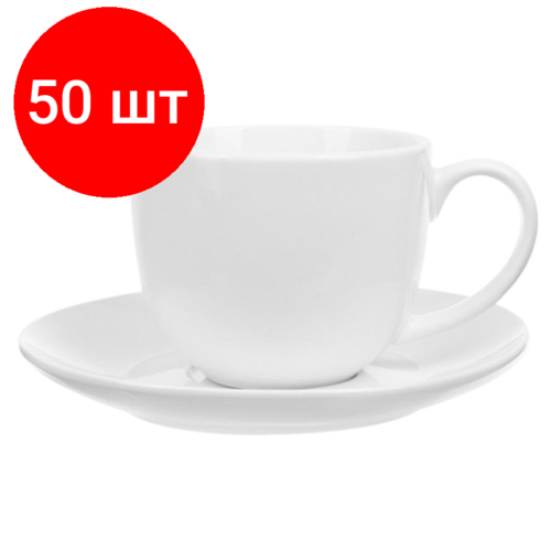 Комплект 50 штук, Чайная пара Tvist Ivory фарфор, 250мл, белый, фк4015