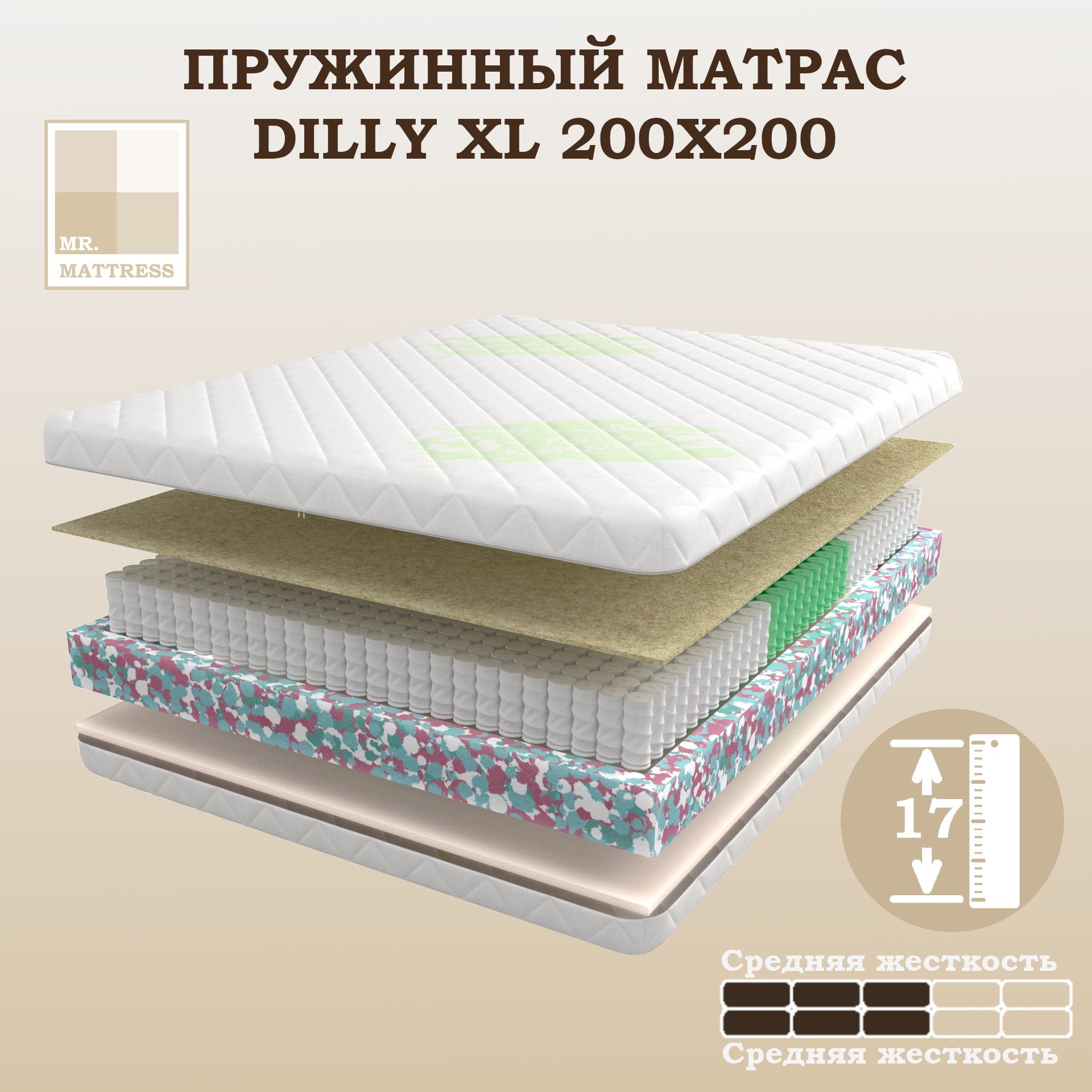 Пружинный матрас Mr.Mattress Dilly XL 200x200