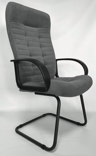 Изображение товара Офисное кресло на полозьях StylChairs Атлант Ультра, обивка велюр, цвет серый