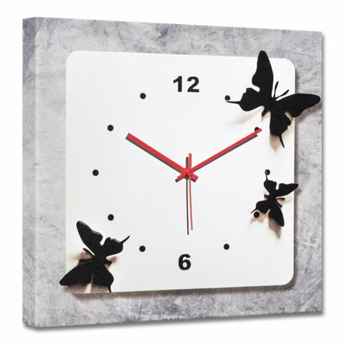 Панно декоративное с часами PINTDECOR GRAPHIC COLLECTION FARFALLE NERE G4618 400x400