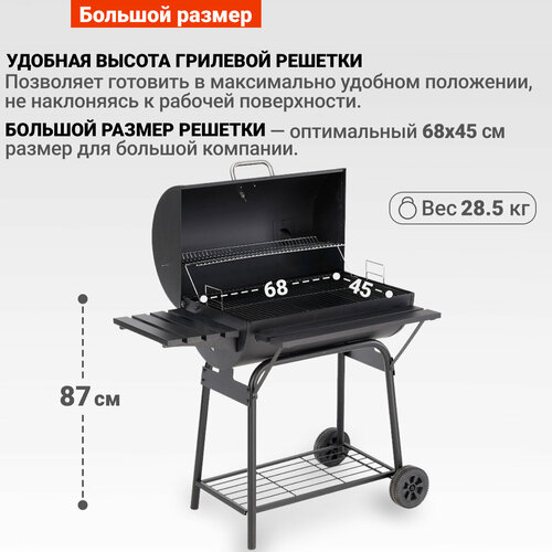 Гриль угольный Go Garden Chef-Master 74 XL, 110х75х128 см