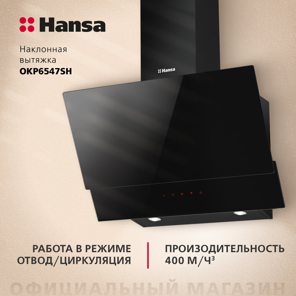 Наклонная вытяжка Hansa OKP6547SH, черный