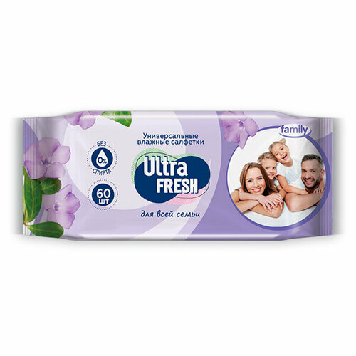 ultra fresh family влажные салфетки для всей семьи 60 шт Влажные салфетки для детей Ultra Fresh 60шт Family для всей семьи