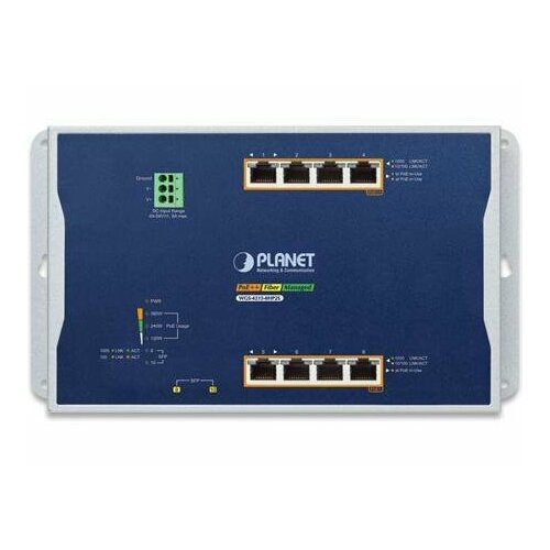 PLANET WGS-4215-8HP2S IP30, IPv6/IPv4, 4-Port 10/100/1000T 802.3bt 95W PoE + 4-Port 10/100/1000T 802.3at PoE + 2-Port 100/1000X SFP Wall-mount Managed