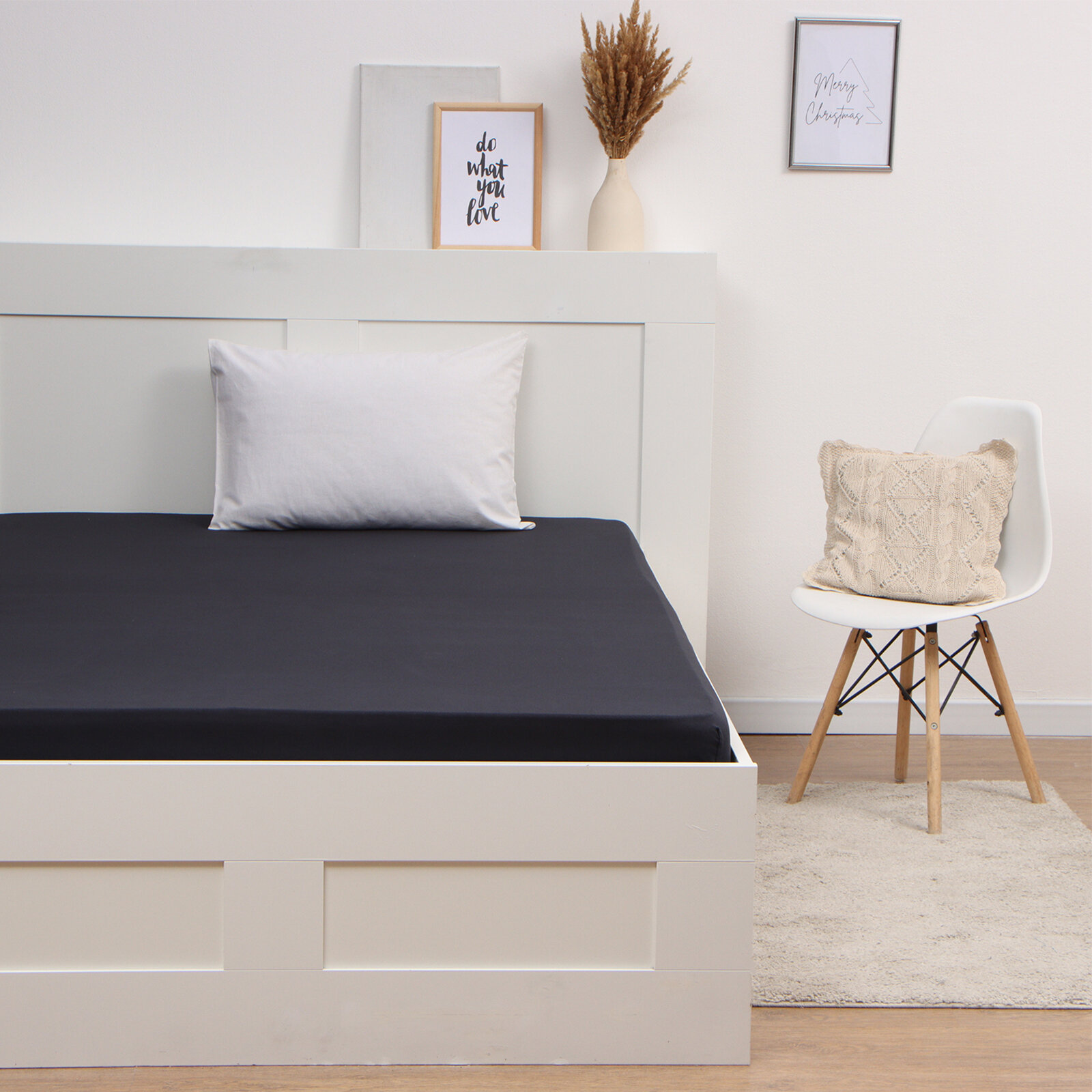 фото Трикотажная простыня на резинке 120х200х20см черный кулирка, 120г/м хл100%