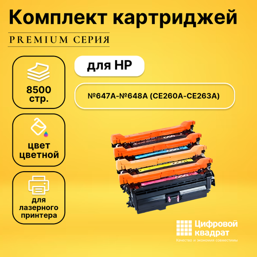 Набор картриджей DS CE260A-CE263A HP 647A-648A совместимый картридж hp ce263a к 648a magenta для hp clj cp4025 cp4525