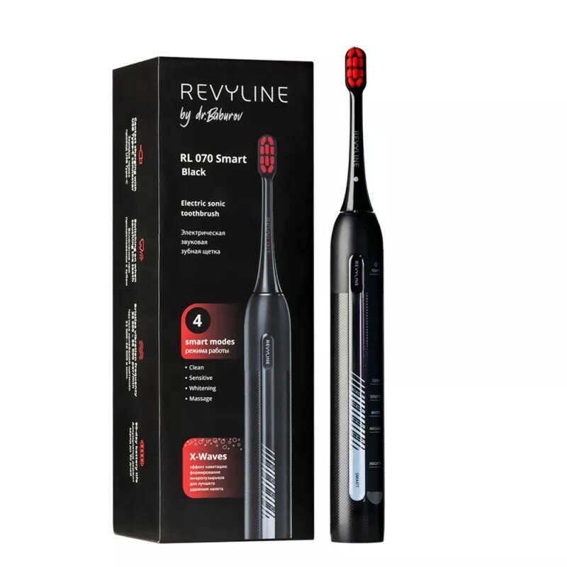 Электрическая звуковая зубная щетка Revyline RL 070 Black by Dr. Baburov черная