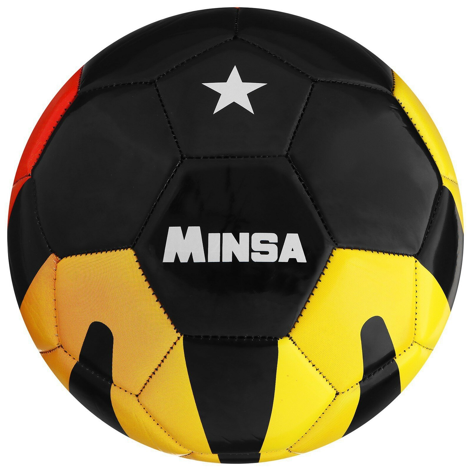 Футбольный мяч MINSA черно-желто-оранжевый, размер 5